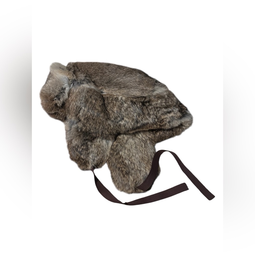 Vintage Rabbit Fur Trapper Hat with Ear Flaps